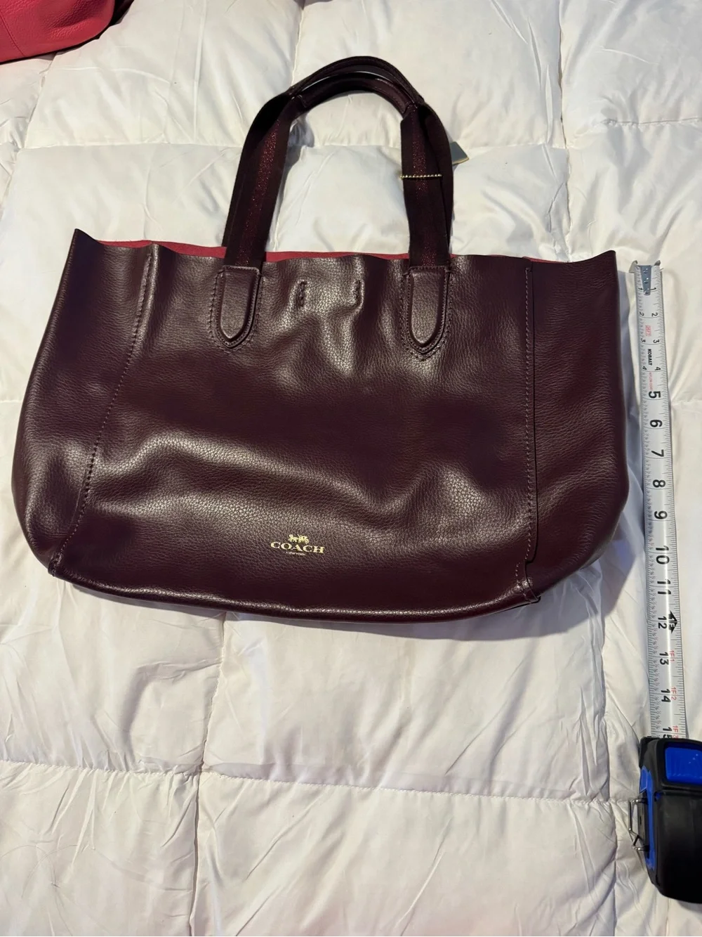 Coach Leather Hobo in Burgundy with Gold Logo